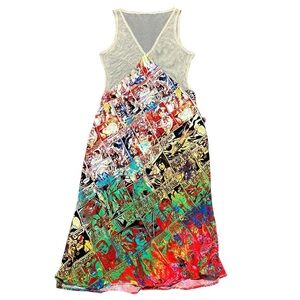 Jean Paul Gaultier Jeans 1995 Vintage Safe Sex Forever Fishnet Comic Dress